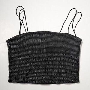 Alice + Olivia Penelope Smocked Faux Leather Crop Tank Size L